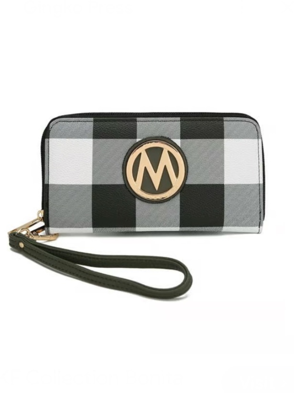 NWOT MKF Collection Yuliana Women's Checkered Vegan Leather Wallet Wristlet